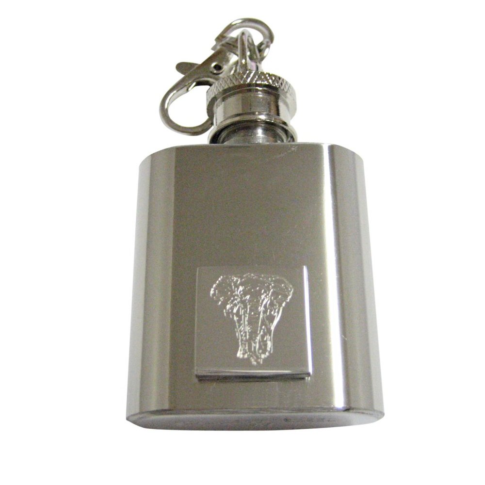 Etched Front Facing Elephant Keychain Flask - image 1